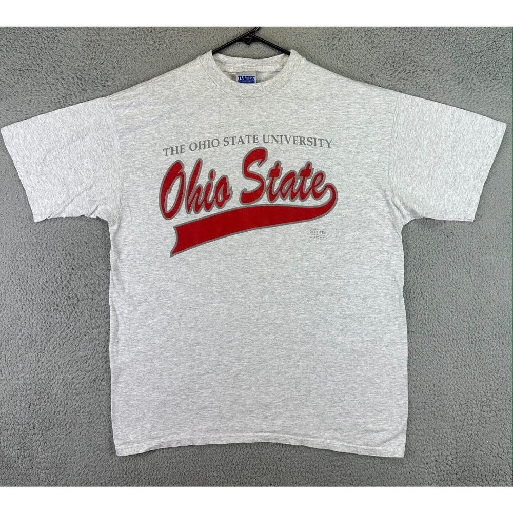 Tultex Shirt Adult 2XL Grey Ohio State Buckeyes Cotton Short Sleeve College Tee